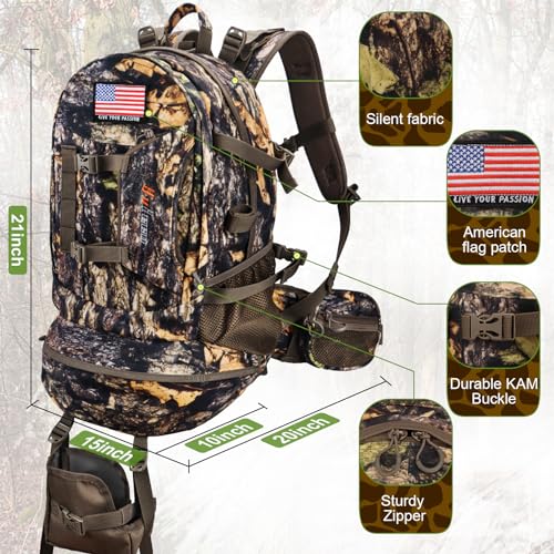 YVLEEN Camo Hunting Backpack for Men, Large Capacity