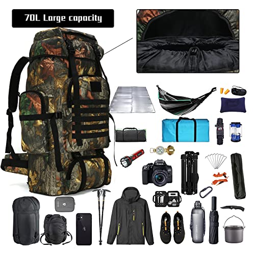 WintMing 70L CamoTabby Backpack for Hunting and Fishing
