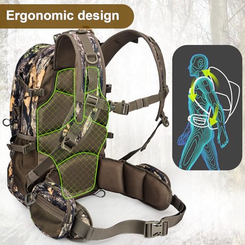 YVLEEN Camo Hunting Backpack for Men, Large Capacity