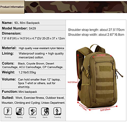HUNTVP Mini Military MOLLE Backpack for Hunting/Camping/Trekking