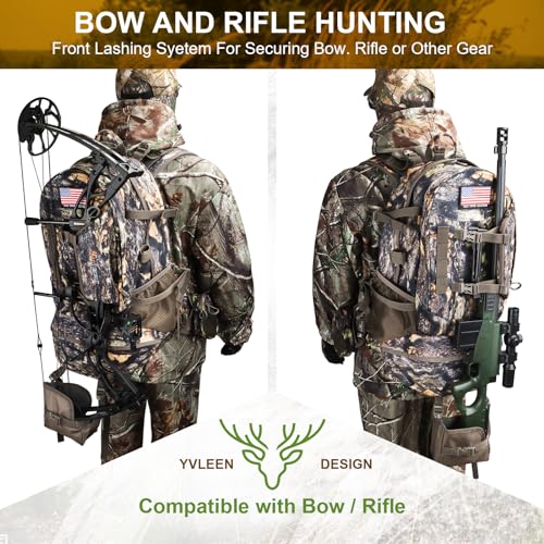 YVLEEN Camo Hunting Backpack for Men, Large Capacity
