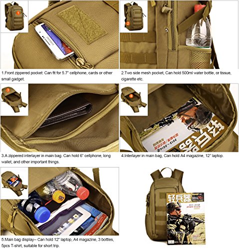 HUNTVP Mini Military MOLLE Backpack for Hunting/Camping/Trekking