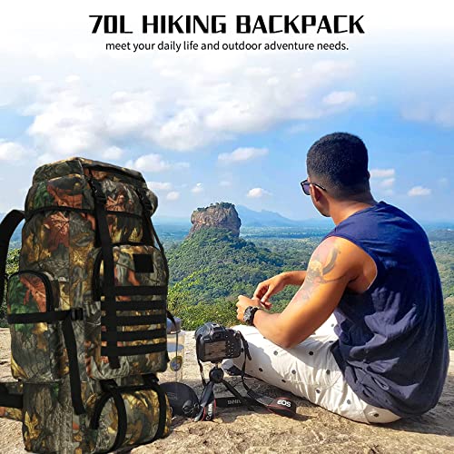WintMing 70L CamoTabby Backpack for Hunting and Fishing