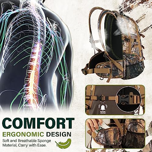 600D Waterproof Hunting Backpack with Bow Holder, 30L