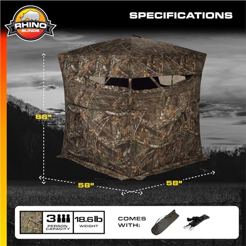 RHINO R150-RTE 3 Person Hunting Blind, Realtree Edge