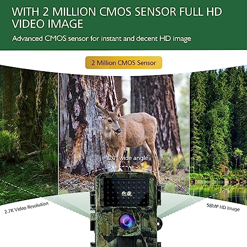 58MP Trail Camera with Huge HD Screen & Night Vision