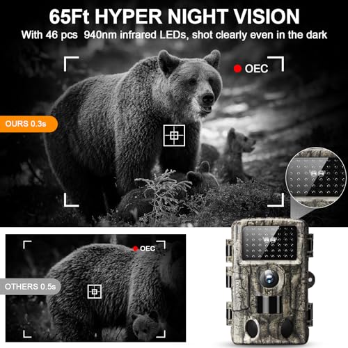 WiFi Trail Camera, 4k 60MP Game Camera with Night Vision