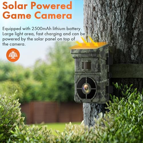 24MP Solar Trail Camera, Rechargeable, Night Vision