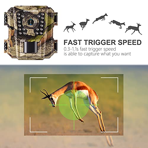 WOSPORTS Mini Trail Camera: 24MP HD Hunting Cam