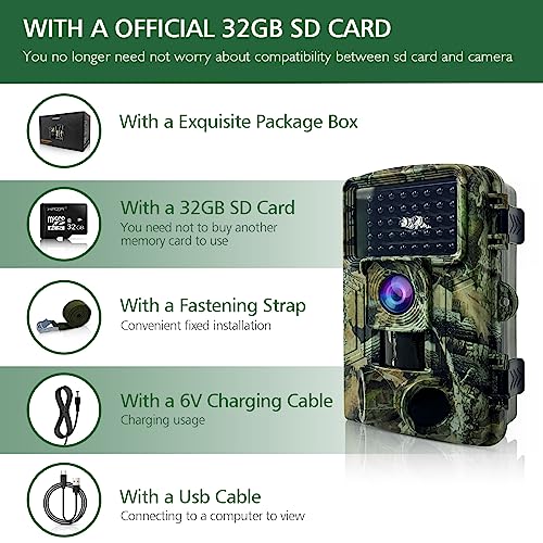 58MP Trail Camera with Huge HD Screen & Night Vision