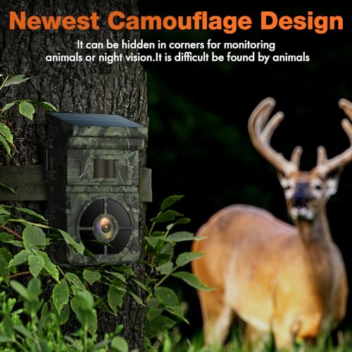 24MP Solar Trail Camera, Rechargeable, Night Vision