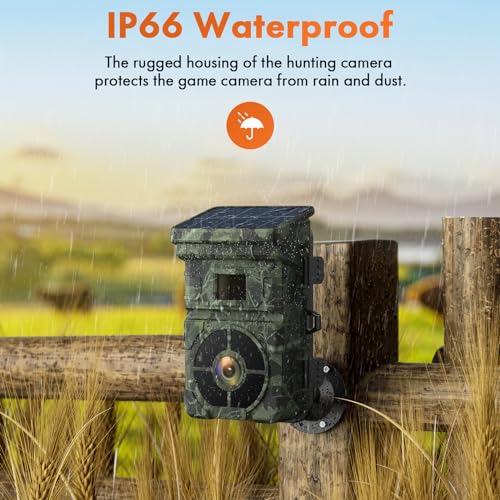 24MP Solar Trail Camera, Rechargeable, Night Vision