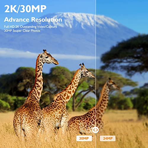 30MP 2K Trail Camera with Motion Sensor Wildlife Monitoring