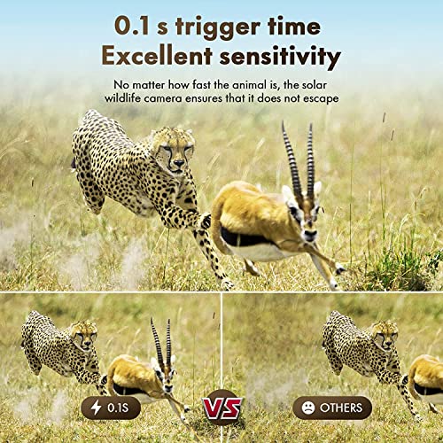 24MP Solar Trail Camera, Rechargeable, Night Vision