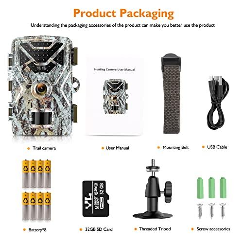 30MP 2K Trail Camera with Motion Sensor Wildlife Monitoring