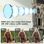 WiFi Trail Camera, 4k 60MP Game Camera with Night Vision