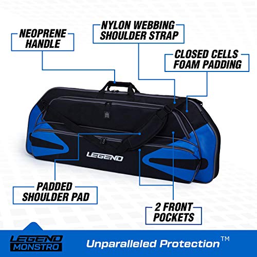LEGEND Monstro Soft Compound Bow Case - Travel Archery, Padding, Storage- Black/Blue