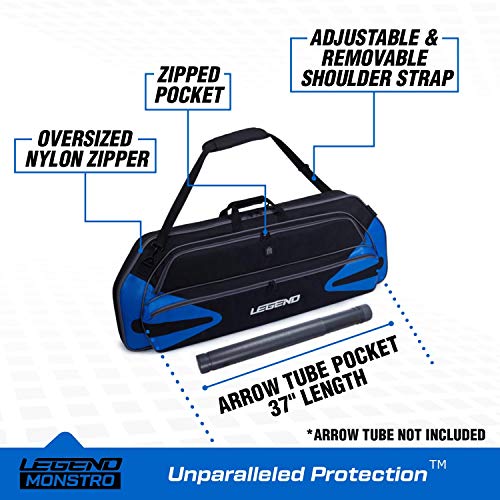 LEGEND Monstro Soft Compound Bow Case - Travel Archery, Padding, Storage- Black/Blue
