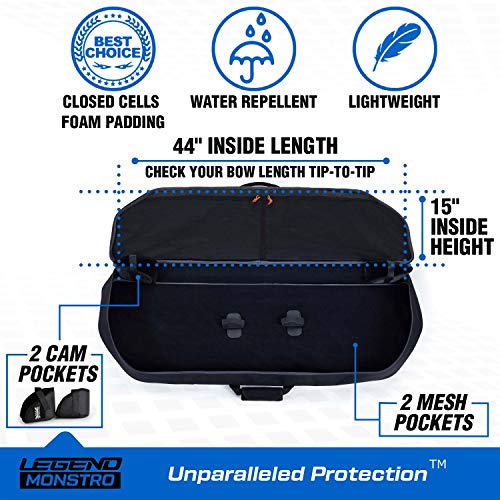 LEGEND Monstro Soft Compound Bow Case - Travel Archery, Padding, Storage- Black/Blue