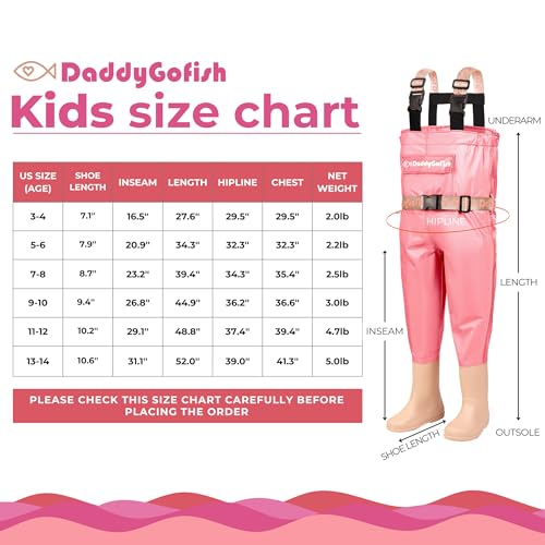 DaddyGoFish Chest Waders: Kids & Adults, with Pocket