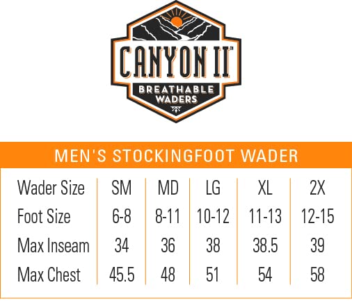 Canyon II Breathable Stockingfoot Chest Wader, Gray, Large