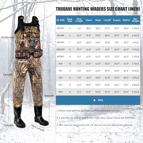 Trudave Chest Waders with Waterproof Boots for Hunting