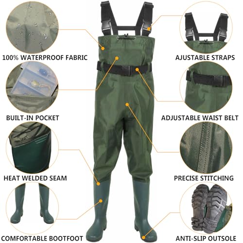 Waterproof Fishing Waders with Boots for Men Women