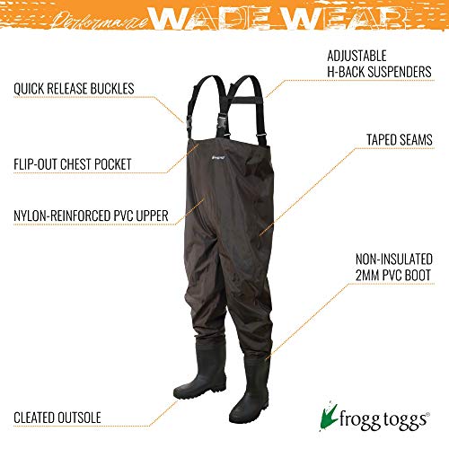 FROGG TOGGS Rana II Chest Wader, Cleated/Felt