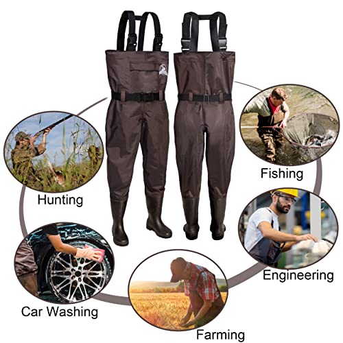 Waterproof Chest Waders with PVC Boots for Men/Women
