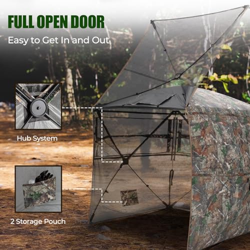 Camouflage Hunting Blind for 2-3 People, Full Open Door