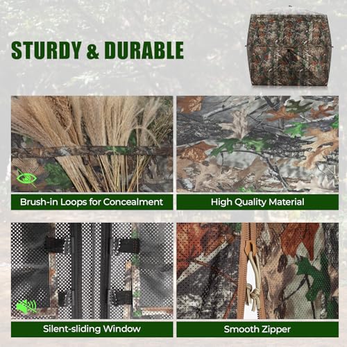 Camouflage Hunting Blind for 2-3 People, Full Open Door