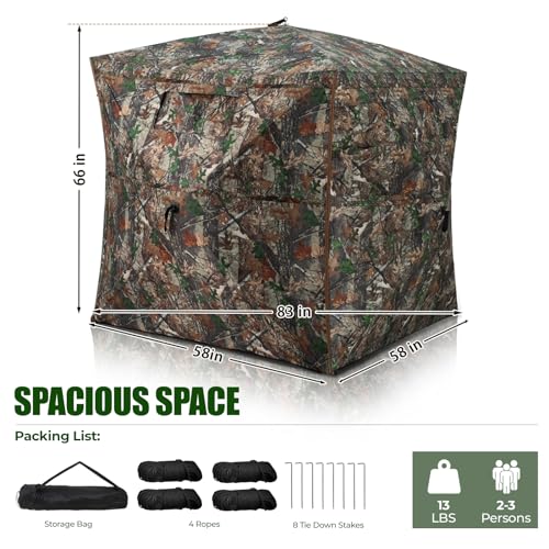 Camouflage Hunting Blind for 2-3 People, Full Open Door