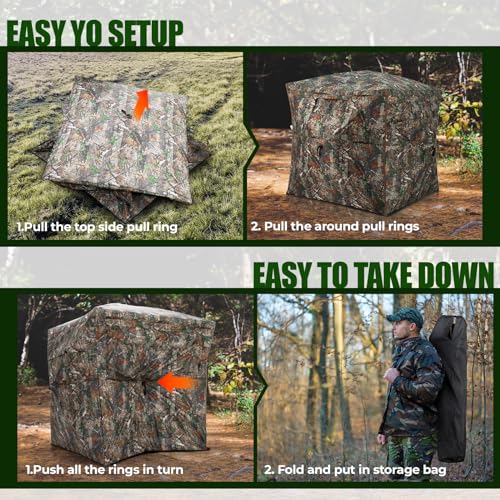 Camouflage Hunting Blind for 2-3 People, Full Open Door