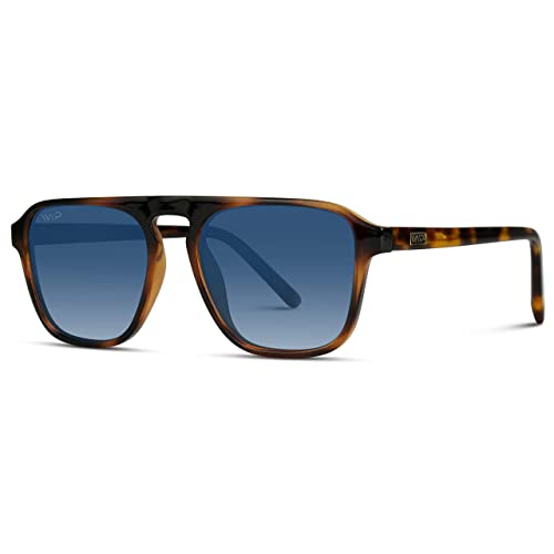 Men's Polarized Aviator Square Sunglasses - Tortoise/Blue Gradient