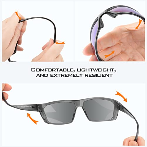 KastKing Huzzah Polarized Sport Sunglasses: Gray Frame, Blue Mirror