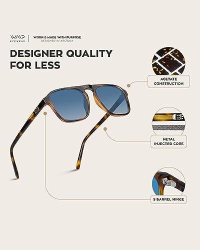 Men's Polarized Aviator Square Sunglasses - Tortoise/Blue Gradient