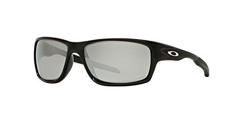Oakley Men's Rectangular Sunglasses, Polished Black/Chrome, 60mm