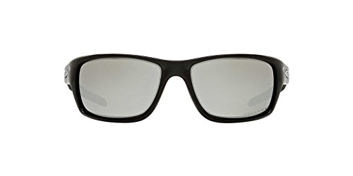 Oakley Men's Rectangular Sunglasses, Polished Black/Chrome, 60mm