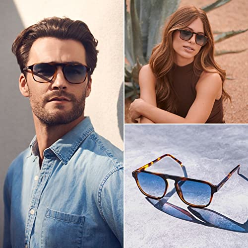 Men's Polarized Aviator Square Sunglasses - Tortoise/Blue Gradient