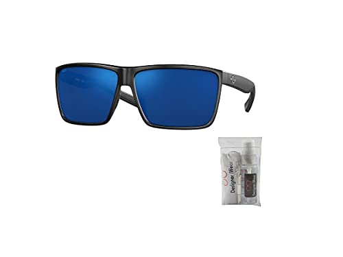 Costa Rincon Matte Black/Blue Mirror Sunglasses Bundle for Men