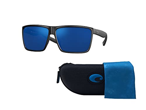 Costa Rincon Matte Black/Blue Mirror Sunglasses Bundle for Men
