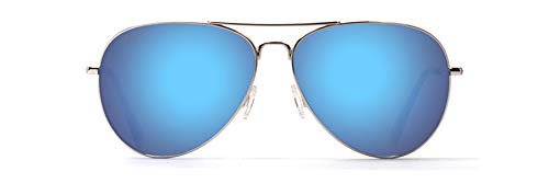 Maui Jim Polarized Aviator Sunglasses, Silver/Blue, Medium
