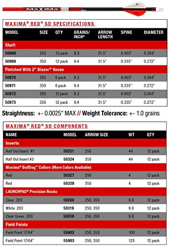 6 Pack Carbon Express Maxima Red SD Arrows