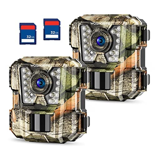 2 Pack WOSPORTS Mini Trail Camera 24MP Night Vision