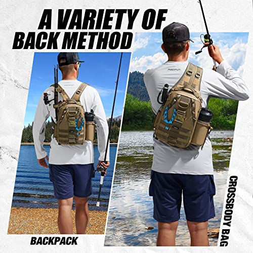 Piscifun Fishing Tackle Backpack with Rod & Gear Holder, Lightweight Outdoor Water-Resistant Fishing Shoulder Storage Bag