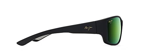 Maui Jim Men's Polarized Sunglasses, Black/Green Grey (Large)