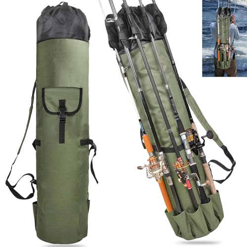 ReeMoo Portable Oxford Fishing Rod Case: Holds 5 Poles