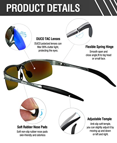 DUCO Men's Polarized Sports Sunglasses with UV Protection