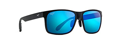 Maui Jim Red Sands Rectangular Sunglasses, Matte Black/Blue