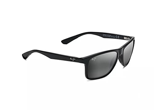 Maui Jim Men's Polarized Sunglasses, Black/Gray, Large